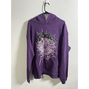 Sp5der Purple Web Graphic Fleece Hoodie Rhinestones Size XL SP5-8D-WEB-HGR-L NEW